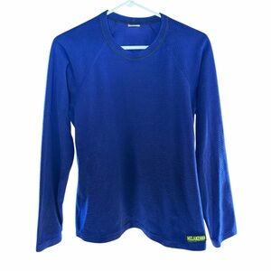 Melanzana Micro Grid Women’s Medium Crewneck Shirt Blue Long Sleeve
